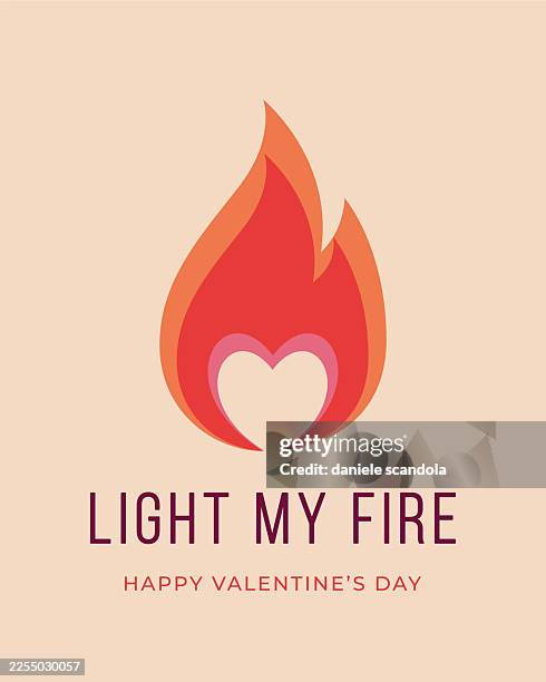 valentinstagskarte. du entzündest mein feuer. brennendes streichholz mit inspirationszitat. - streichholz stock-grafiken, -clipart, -cartoons und -symbole