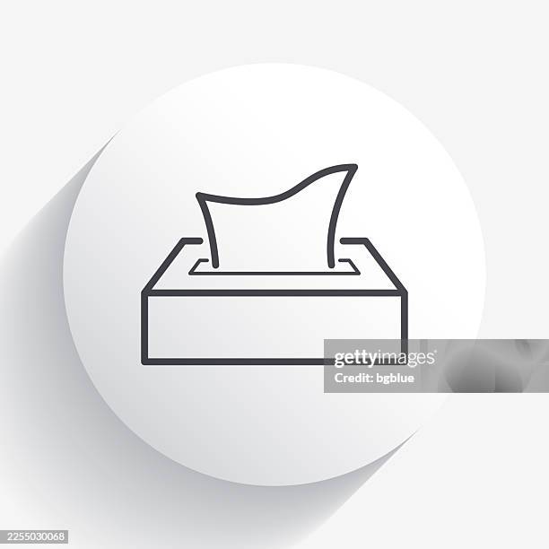 tissue box. icon on circle button with long shadow - tissue box stock illustrations