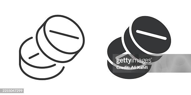 medicine thin line and glyph solid icon. editable stroke and perfect pixel isolated on transparent background - pill manufacturing stock illustrations