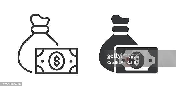 cash thin line and glyph solid icon. editable stroke and perfect pixel isolated on transparent background - replacement icon stock illustrations