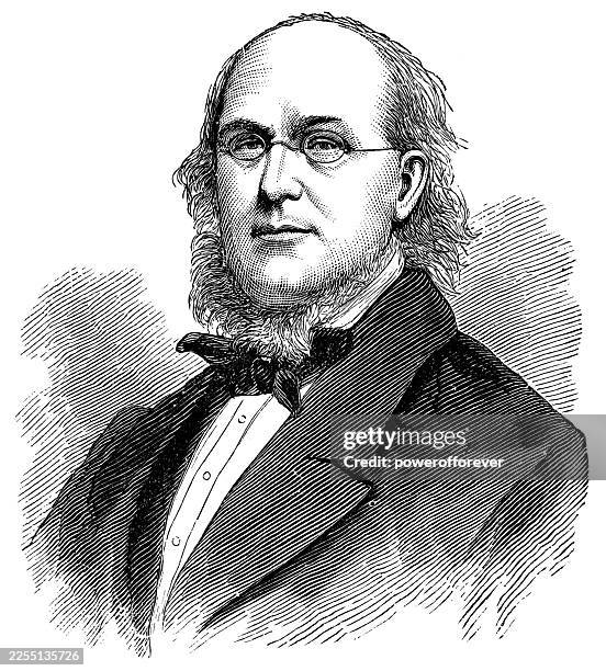horace greeley - 19th century - tribune tower stock illustrations