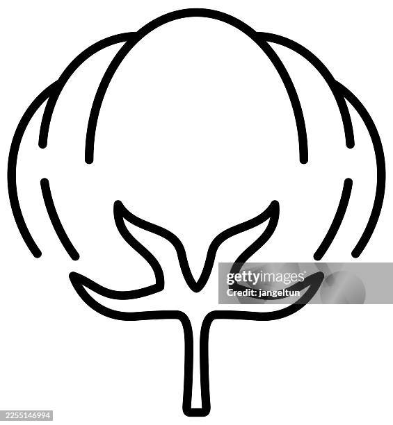 cotton line art icon - cotton ball stock illustrations