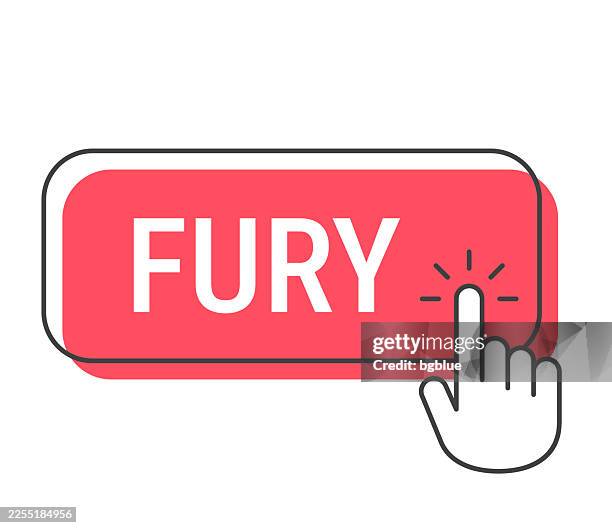 fury - click button with hand cursor on white background - excited computer stock illustrations