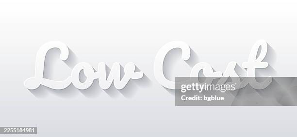 low cost - flat design with paper cut effect on blank background - low cost flat stock illustrations
