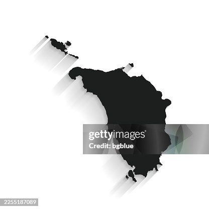 Black Mindoro map with long shadow on white background - Flat Design Black Mindoro map with long shadow on white background - Flat Design