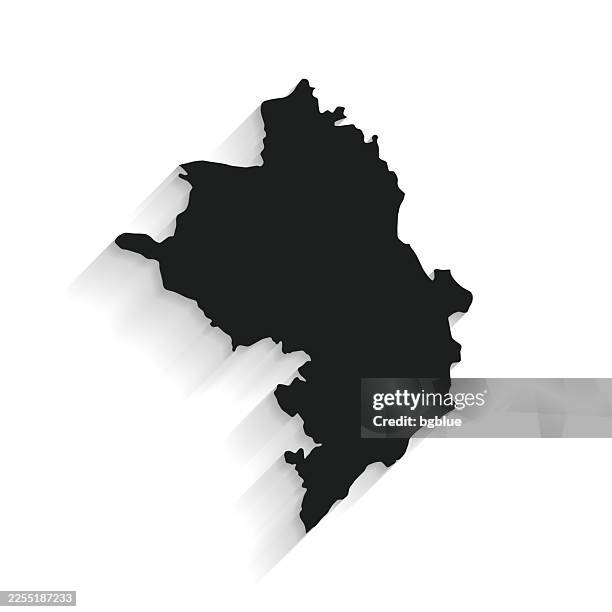 black nagorno karabakh map with long shadow on white background - flat design - nagorno karabakh stock illustrations