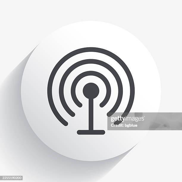antenna. icon on circle button with long shadow - cell tower stock illustrations