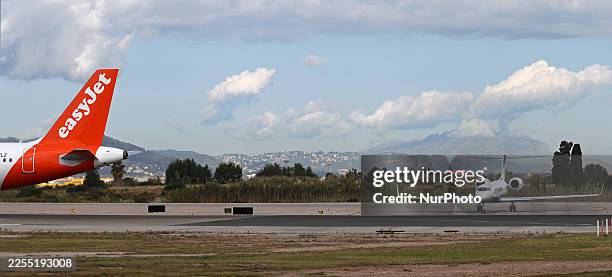 Gestair Gulfstream G550 prepares for takeoff on the Barcelona airport runway in Barcelona, Spain, on September 26, 2025.