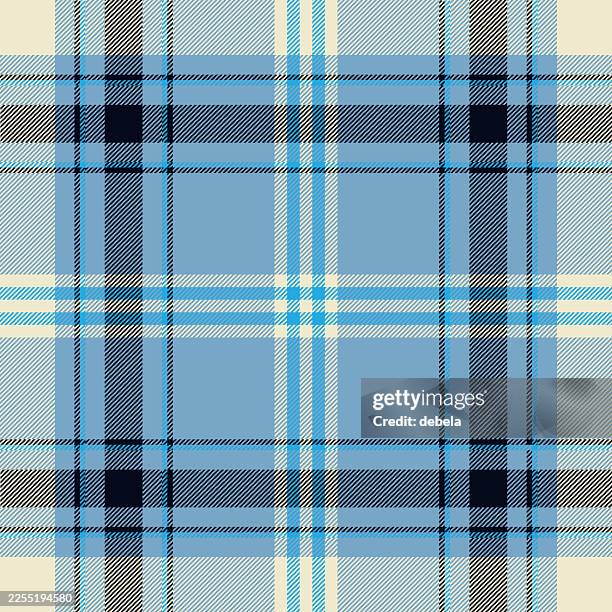 light blue scottish tartan plaid pattern fabric swatch - blue tablecloth pattern stock illustrations