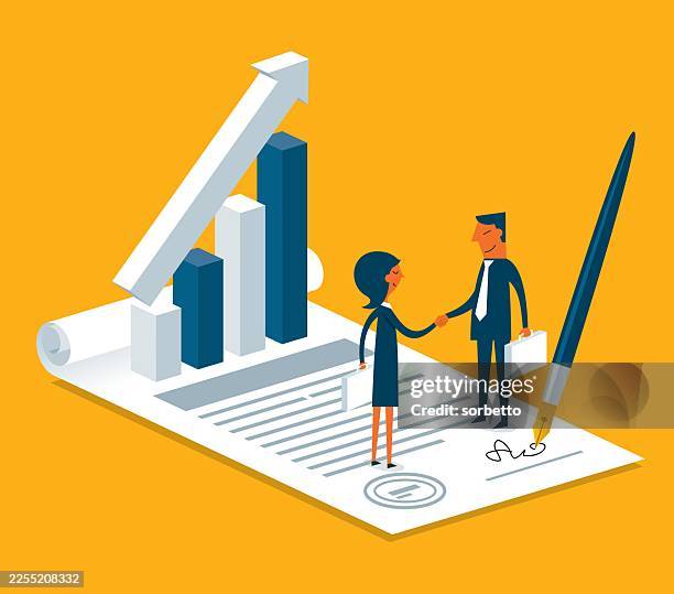 agreement contract - investment - businesswoman - financial planning stock illustrations