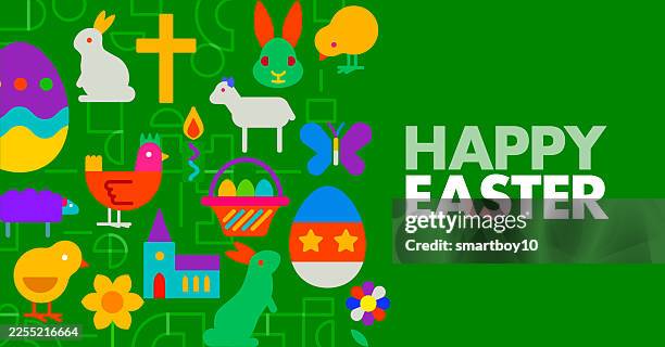 easter greeting icons poster - daffodil stock illustrations