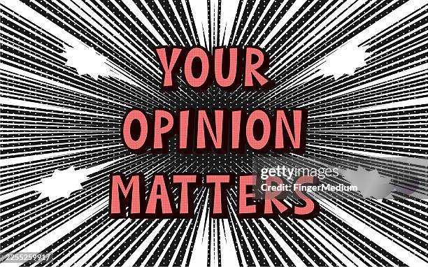 your opinion matters text with comic background - what matters stock illustrations