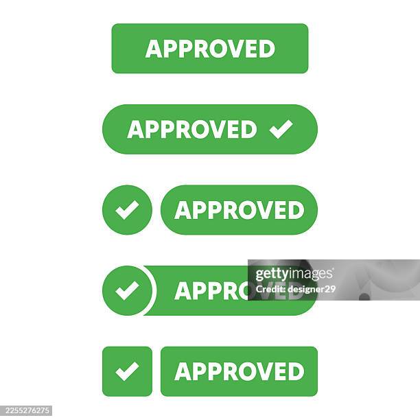 approved label icon set - receiving certificate stock illustrations