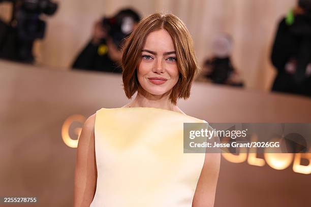 Emma Stone at the 83rd Annual Golden Globes held at The Beverly Hilton on January 11, 2026 in Beverly Hills, California.
