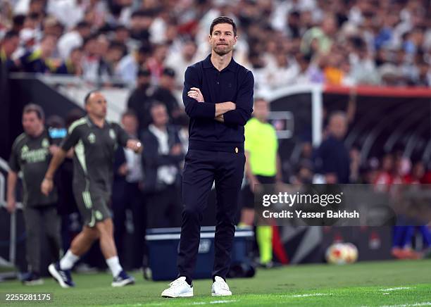 Xabi Alonso, Head Coach of Real Madrid, looks on during the Spanish Super Cup Semi-Final match between Real Madrid and Atletico Madrid at King...
