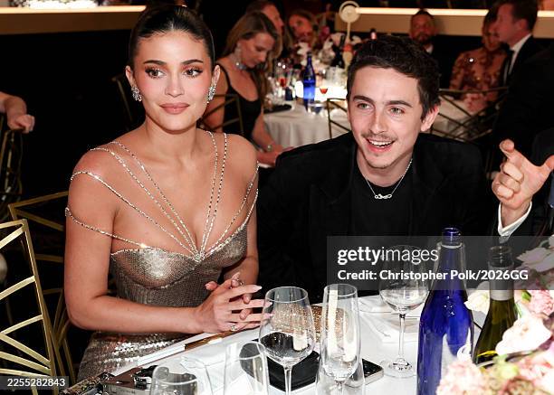 Kylie Jenner, Timothée Chalamet at the 83rd Annual Golden Globes held at The Beverly Hilton on January 11, 2026 in Beverly Hills, California.