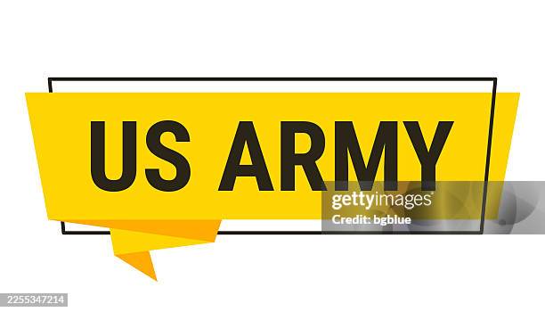 us army - yellow speech bubble on white background - air force base stock illustrations