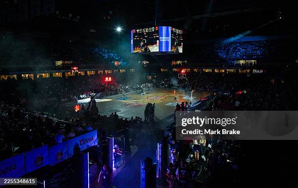 General view during opening of the round 16 NBL match between Adelaide 36ers and Tasmania Jackjumpers at Adelaide Entertainment Centre, on January 09...