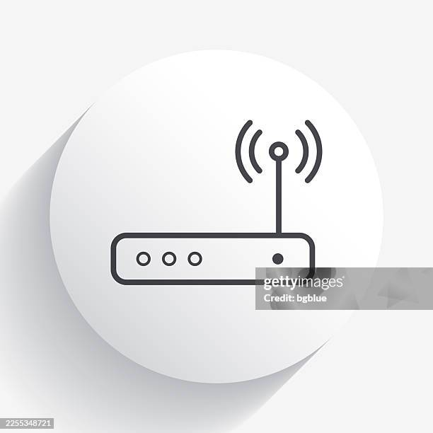 wifi router. icon on circle button with long shadow - electrical box stock illustrations
