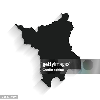 Black Roraima map with long shadow on white background - Flat Design Black Roraima map with long shadow on white background - Flat Design