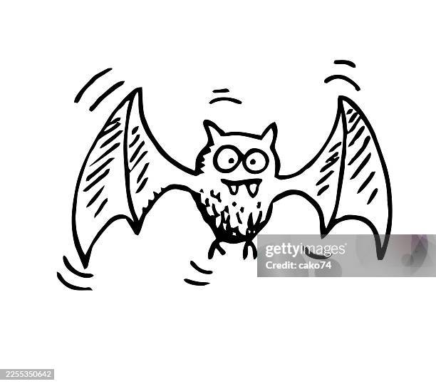 hand drawn cartoon bat - vampire stock illustrations