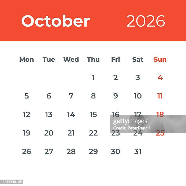 october 2026 - calendar leaf. vector illustration - post it notes wall stock illustrations