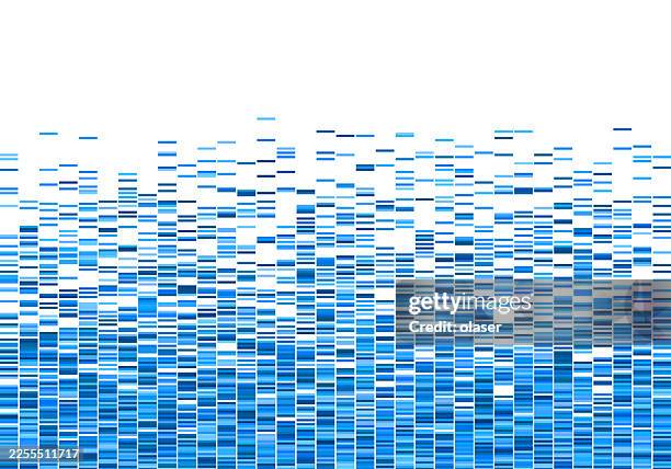 a vibrant composition of blue square clusters creates a harmonious gradient effect, evoking a sense of depth and fluidity. - genomics stock illustrations