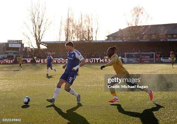 Sam Heathcote of Macclesfield passes the ball during the Emirates FA Cup Third Round match between Macclesfield and Crystal Palace at Moss Rose...