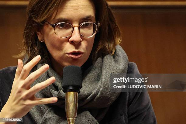 France's Public Accounts Minister Amelie de Montchalin speaks during the debate on the budget bill for the year 2026 at The National Assembly,...