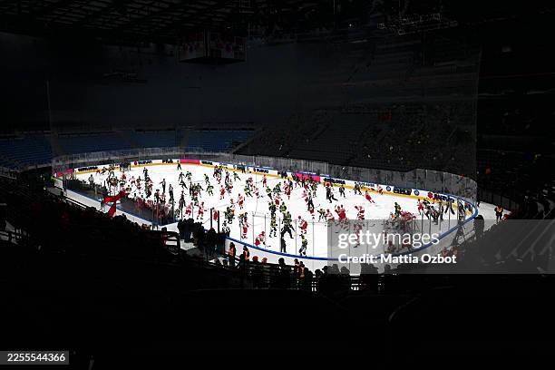 General view inside the stadium during the ice hockey Coppa Italia 2025/26 second semifinal match between Alleghe Hockey and HC Eppan Appiano Anet at...