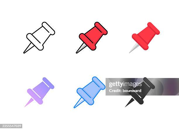 pin icon. 6 different styles. editable stroke. - map pointer on white stock illustrations