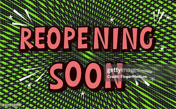 reopening soon comic background - return to work after covid stock illustrations