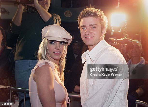 Britney Spears and boyfriend Justin Timberlake arrive at the premiere of her movie "Crossroads" at the Mann Chinese Theatre in Hollywood, Ca., Feb....