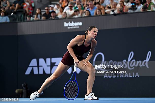 Marta Kostyuk of Ukraine reacts in her Women's Singles Final match against Aryna Sabalenka of Belarus during day eight of the 2026 Brisbane...
