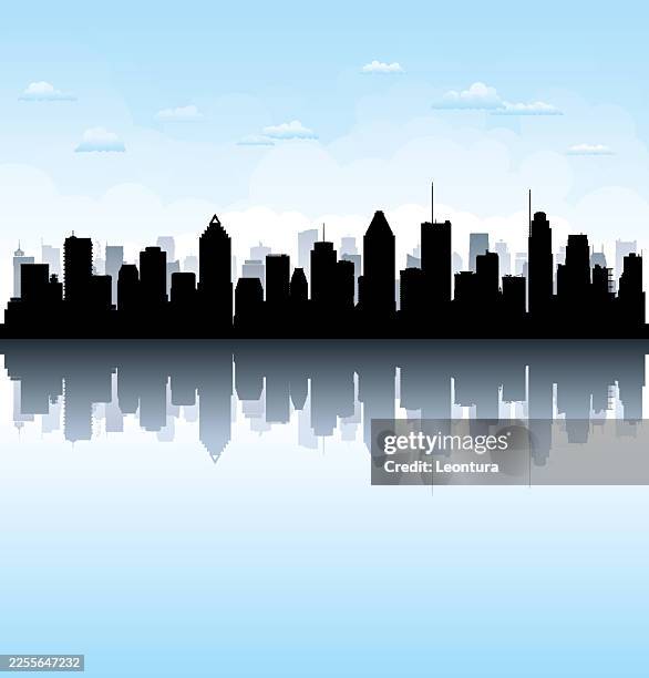 montreal skyline silhouette - building cloud reflection stock illustrations
