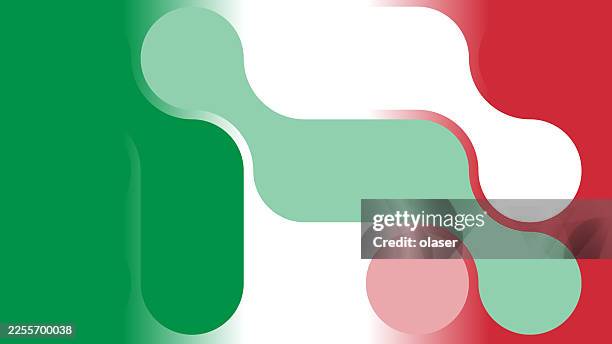 a smooth gradient background featuring green, white, and red colors with rounded shapes and soft shadows creating depth across the image. - italian pattern stock illustrations