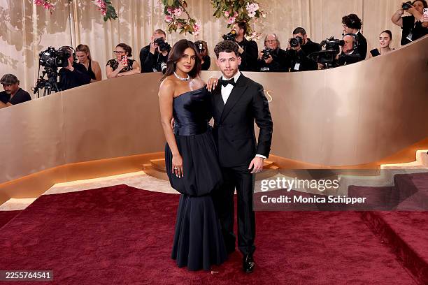 Priyanka Chopra Jonas and Nick Jonas attend the 83rd Annual Golden Globe Awards at The Beverly Hilton on January 11, 2026 in Beverly Hills,...
