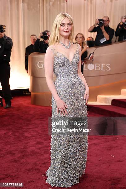 Elle Fanning attends the 83rd annual Golden Globe Awards at The Beverly Hilton on January 11, 2026 in Beverly Hills, California.
