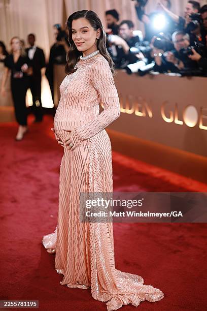 Hailee Steinfeld attends the 83rd annual Golden Globe Awards at The Beverly Hilton on January 11, 2026 in Beverly Hills, California.