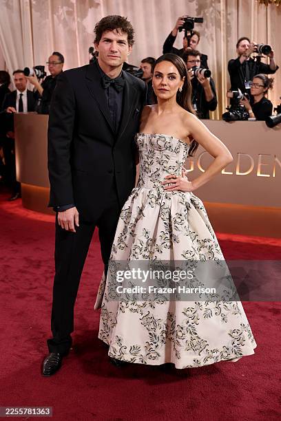 Mila Kunis and Ashton Kutcher attend the 83rd annual Golden Globe Awards at The Beverly Hilton on January 11, 2026 in Beverly Hills, California.