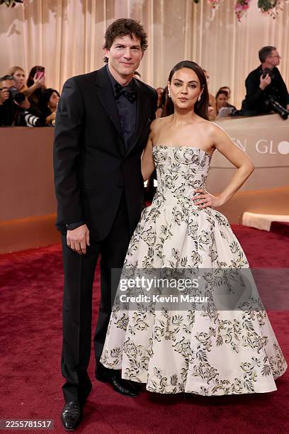 Ashton Kutcher and Mila Kunis attend the 83rd annual Golden Globe Awards at The Beverly Hilton on January 11, 2026 in Beverly Hills, California.