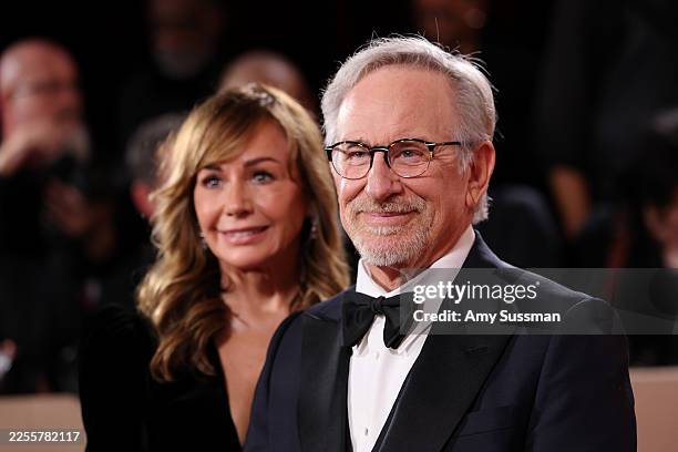 Kristie Macosko Krieger and Steven Spielberg attend the 83rd Annual Golden Globe Awards at The Beverly Hilton on January 11, 2026 in Beverly Hills,...