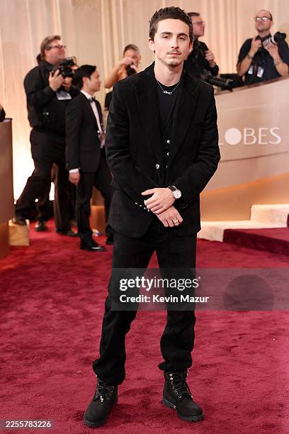 Timothée Chalamet attends the 83rd annual Golden Globe Awards at The Beverly Hilton on January 11, 2026 in Beverly Hills, California.