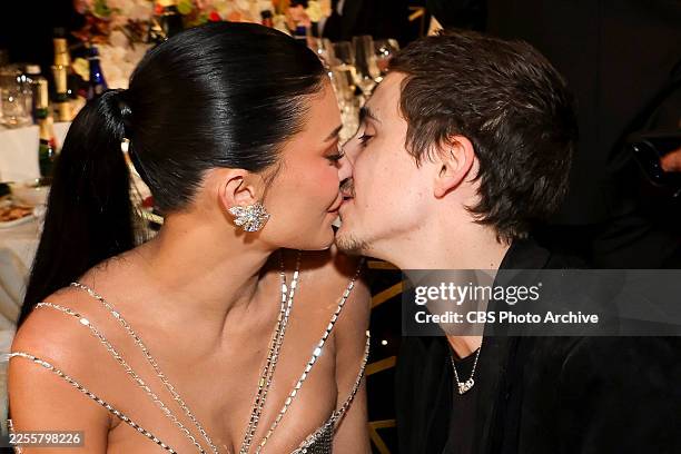 Kylie Jenner and Timothée Chalamet attend the 83rd Annual Golden Globe Awards at The Beverly Hilton on January 11, 2026 in Beverly Hills, California.