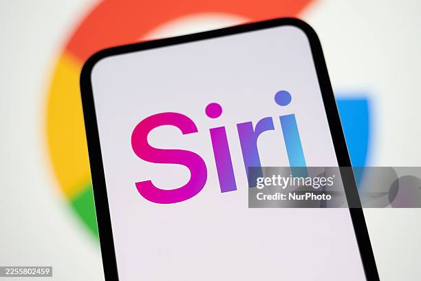 The Siri logo appears on a smartphone screen with the Google logo in the background. Google and Apple enter into a collaboration agreement to...