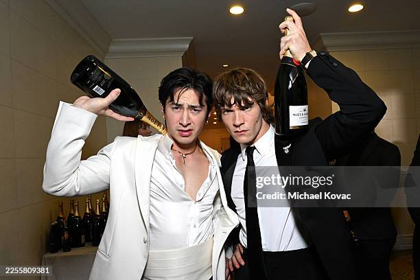 Hudson Williams and Connor Storrie attend Moët & Chandon At The 83rd Annual Golden Globe Awards on January 11, 2026 in Los Angeles, California.