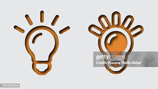 light bulb icon set with paper cut style - ceiling lamp white background stock illustrations