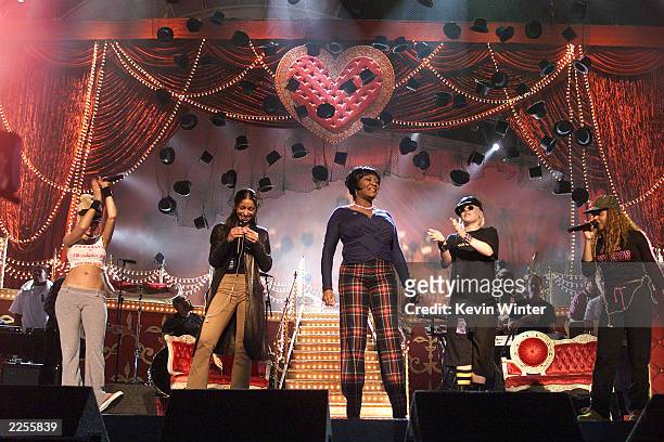 Christina Aguilera, Mya, Patti Labelle, Pink, and Lil Kim' during rehearsals for the 44th Annual Grammy Awards at The Staples Center in Los Angeles,...