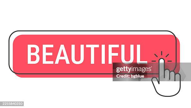 beautiful - click button with hand cursor on white background - wow computer stock illustrations
