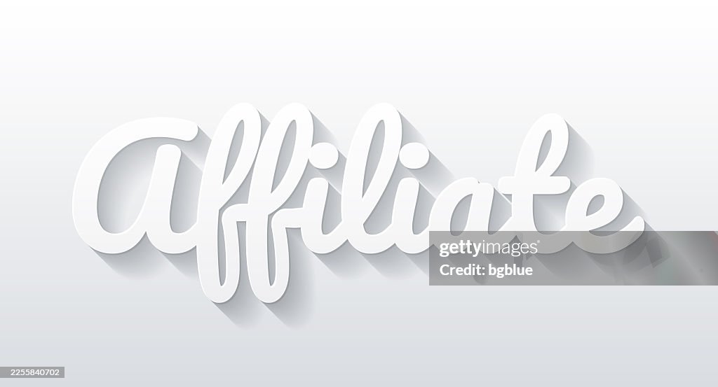 Affiliate - Flat Design with paper cut effect on blank background